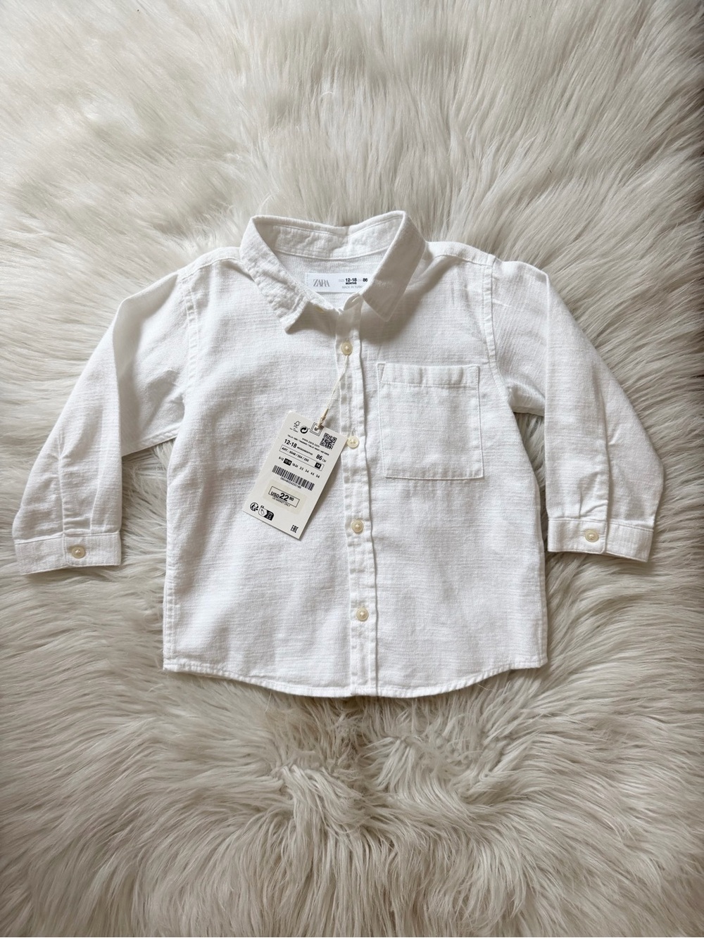 Zara Kids White Button-Up Shirt with Chest Pocket
